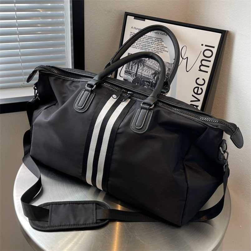

travel bag men's hand-held short-distance business travel luggage bag women's large capacity dry wet separation sports fitness bag, Black