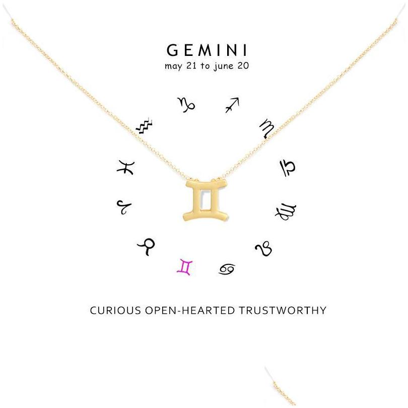 

Pendant Necklaces Minimalism 12 Constellation Gemini For Women Zodiac Gold Sliver Chains Necklace Valentines Gifts Fashion Jewelry D Dhgsi