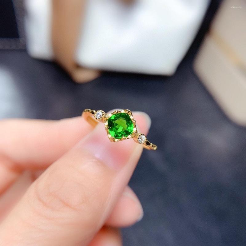 

Cluster Rings Jewelry Base Bic Imitation Natural Transophobite Ring Plated With 18k Yellow Gold Small Fresh Opening Women's