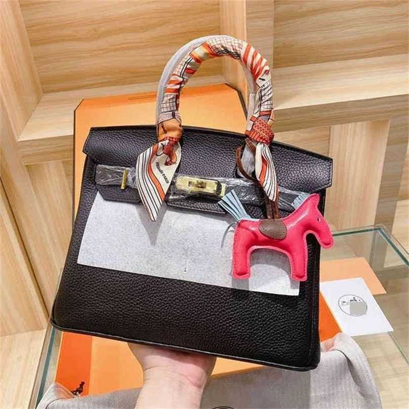 

Bags Birkin Women Luxurys Herme Handbags Hand Bags Women's Advanced Feeling Large Capacity Out First Layer Cowhide Leather Litchi Pattern P