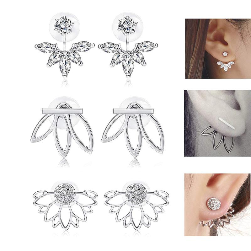 

Stud Earrings 3 Pairs Lotus Flower For Women Girls Simple Chic Ear