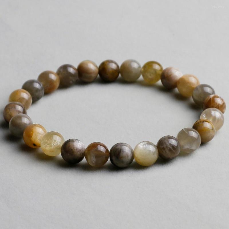 

Strand Genuine Natural Black Sun Stones Bracelet For Women Men Beads Lucky Jewelry Elegant Gift Female Classic