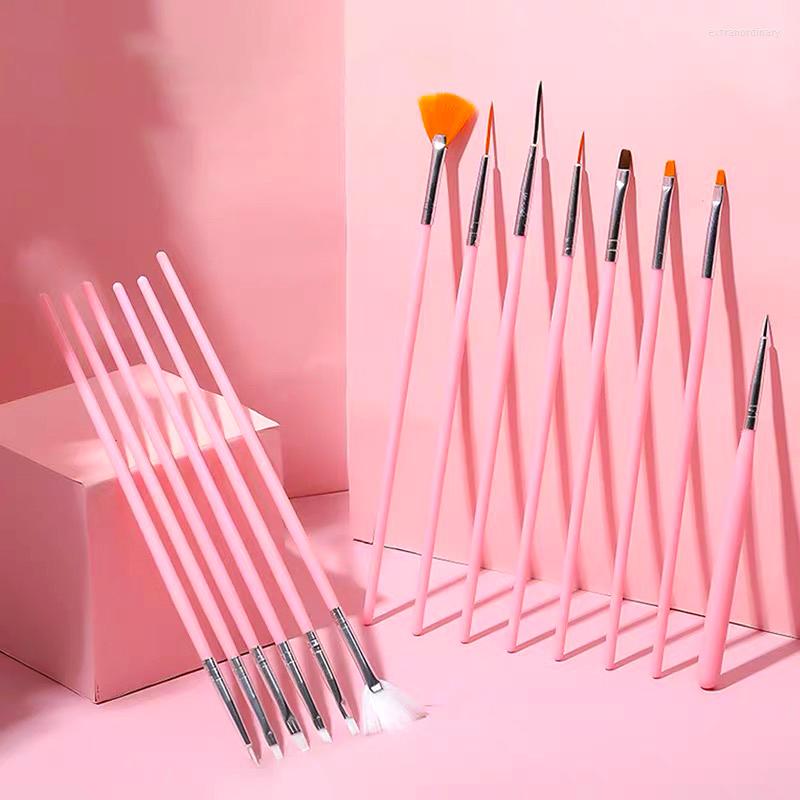 

Nail Art Kits FEFEX 15 Pcs UV Gel Brush Set Pen Builder Flat Crystal Painting Drawing Carving Manicur