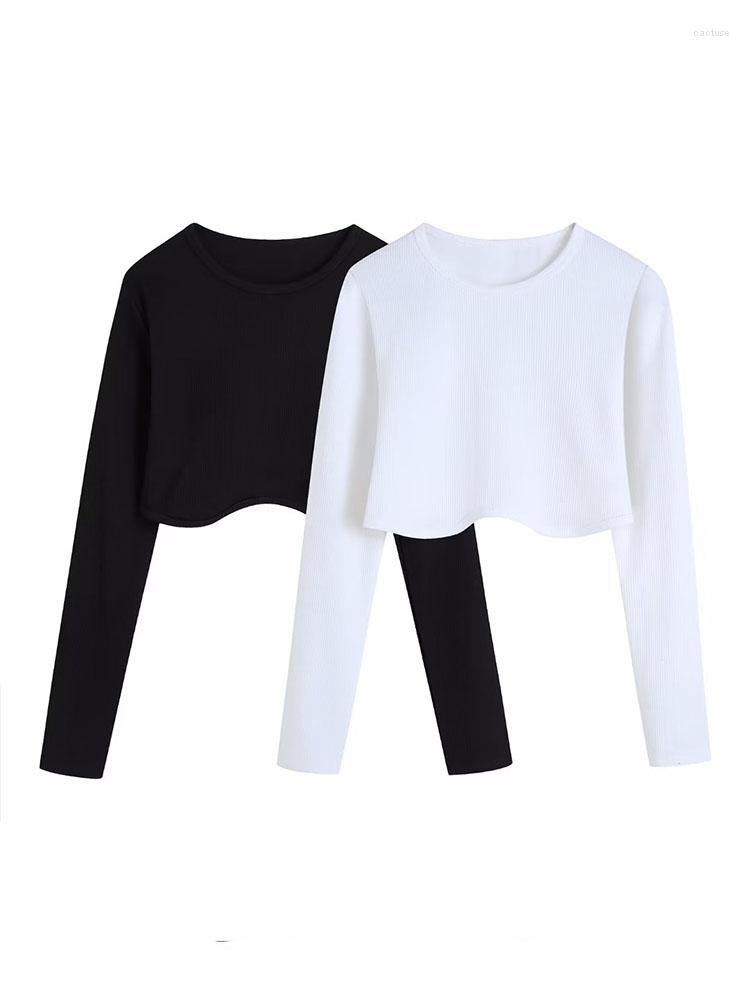

Women' Sweaters Women 2023 Autumn Fashion Seamless Fabric Cropped Sweater Vintage O Neck Long Sleeve Female Pullovers Chic Tops, Black