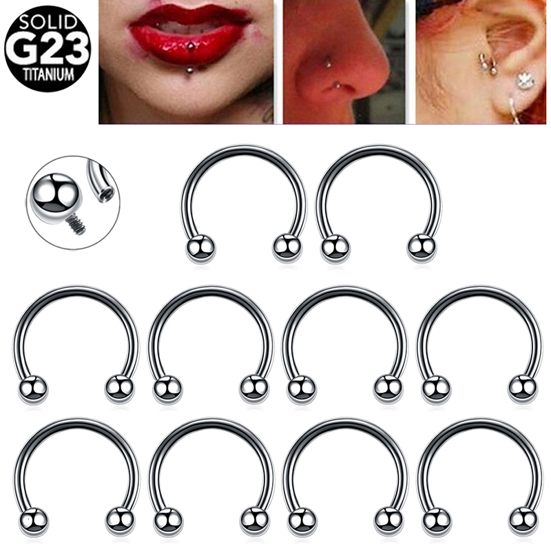

Navel Bell Button Rings 10Pcs ASTM 36 Horseshoe Internal Thread Lip Nose Piercing Cartilage Helix Tragus Earrings Eyebrow Body Jewelry 230216