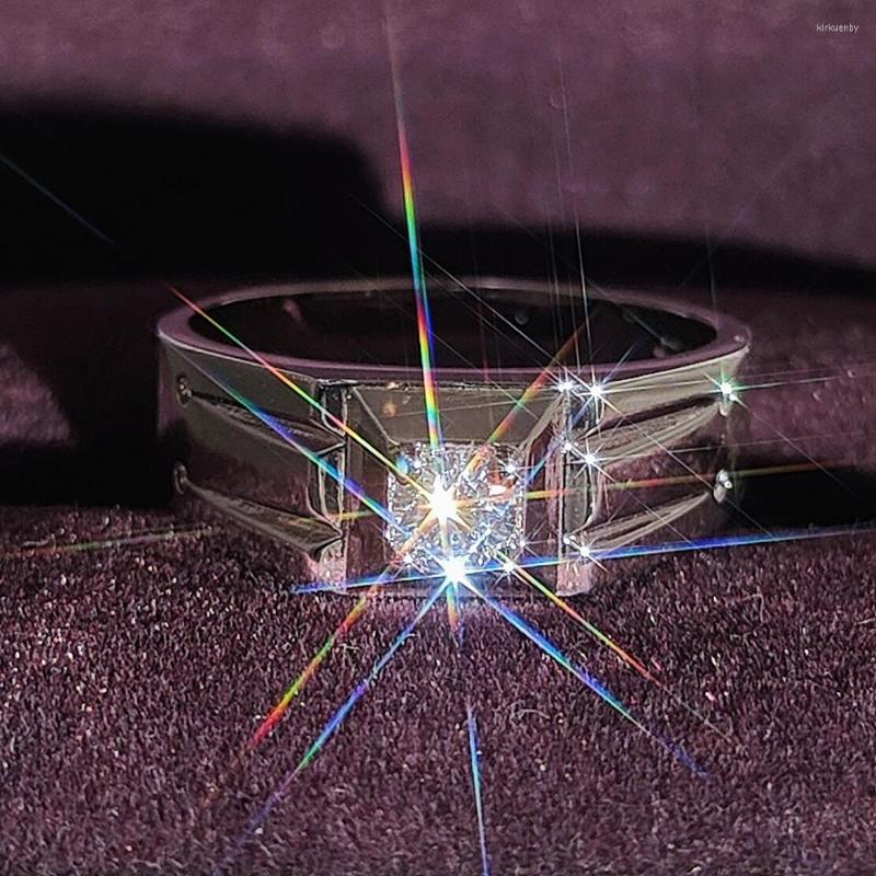 

Wedding Rings Valentine's Day CZ Genuine Silver Color Men For Male Engagement Bands Wholesale Ring R686b