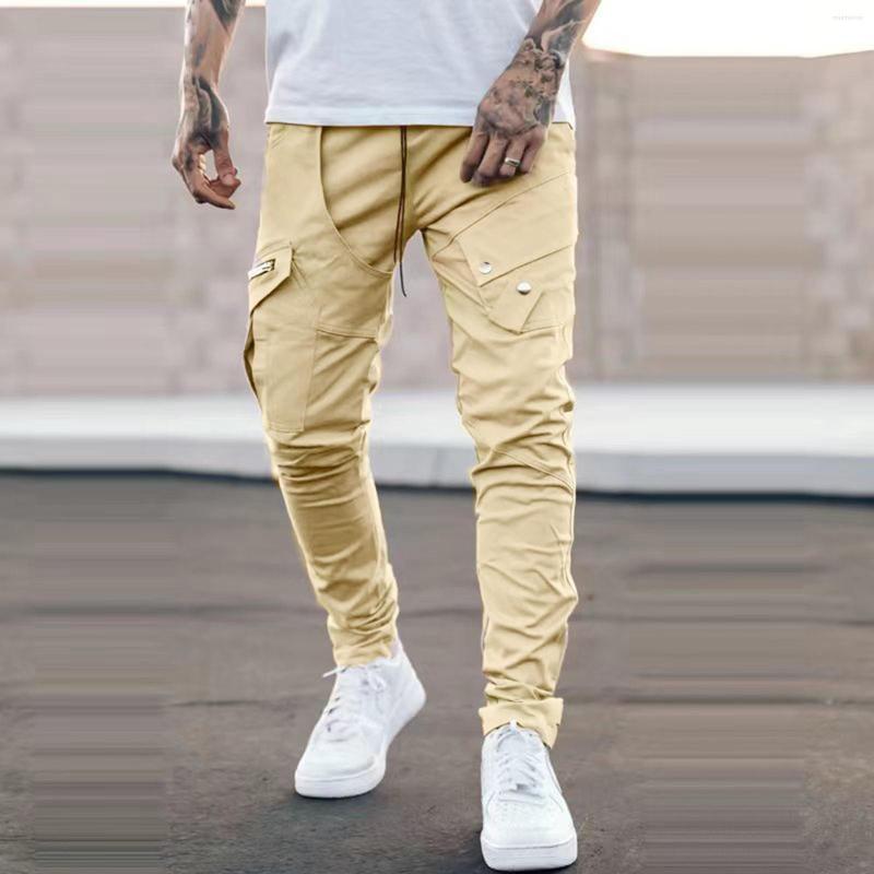 

Men's Pants Male All Season Fit Pant Casual Solid Color Pocket Trouser Fashion Overalls Beach Pockets Straight Mens Cotton, Black