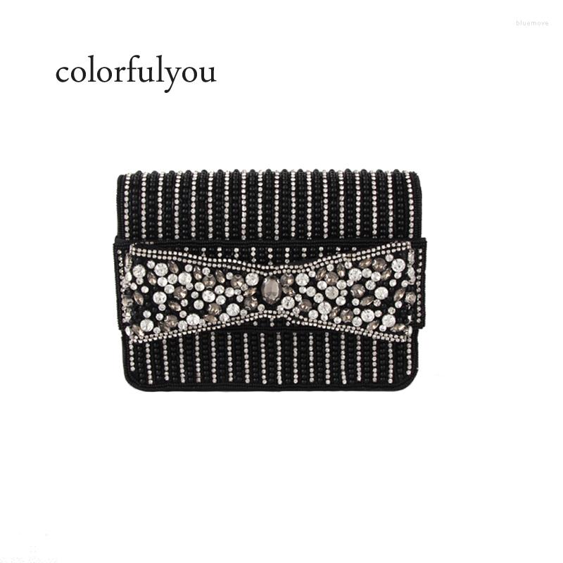 

Shoulder Bags Shining Diamonds Bow Pattern Messenger Bag Handmade Beaded Handbag Simple Style Ladies Crossbody With Chain, White