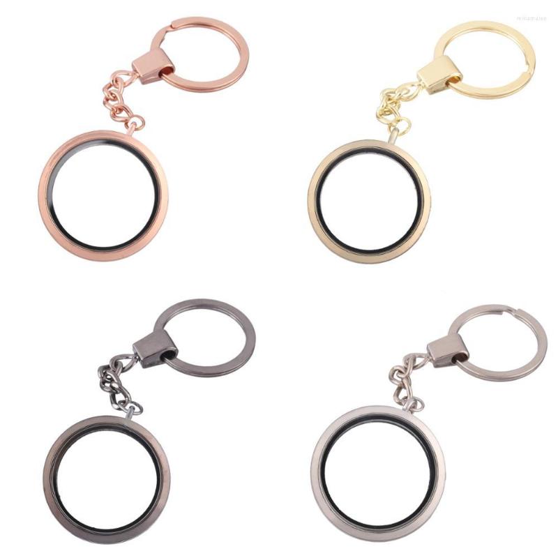 

Keychains 10pcs/lot 30mm Mix Color Round Plain Glass Relicario Memory Living Locket Pendant Key Ring For Medaillon Jewelry Bulk