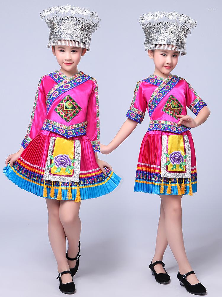 

Stage Wear Classical Traditional Chinese Dance Costumes For Girls Miao Hmong Clothes National Minority Suit Performance, Picture shown
