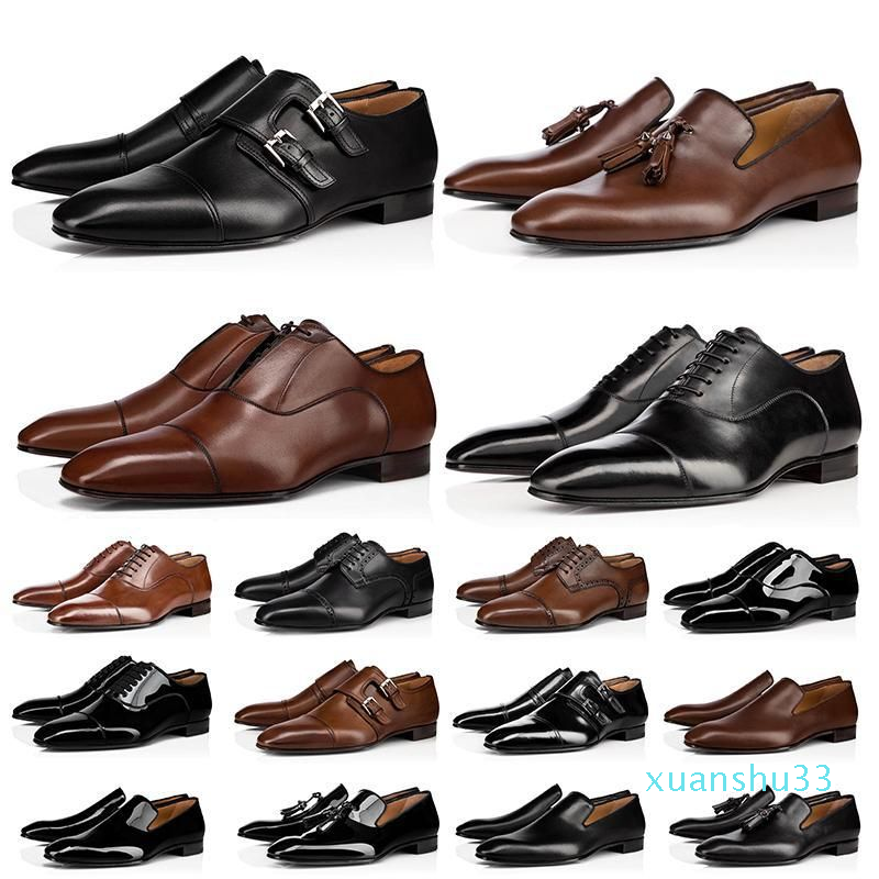 

With Box Designer Christians Shoes Man ss Dress Shoes Designers Low Flat Mens Business Banquet Luxurys Patent Suede, 26