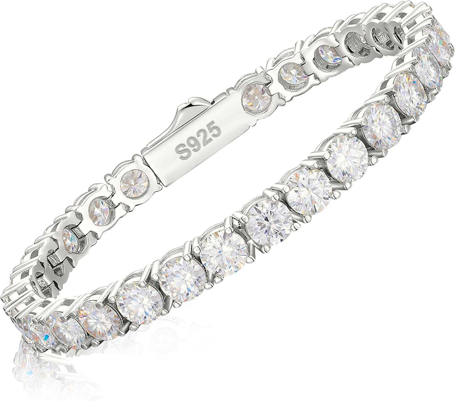 

Moissanite Tennis Bracelet 4.8-21cttw Diamond Bracelet for Women 18K Gold Plated Sterling Silver Men's Bracelet 3mm/5mm D Color VVS1