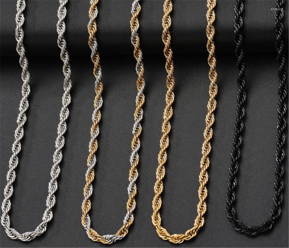 

Pendant Necklaces 3MM-6MM 316L Stainless Steel Twist Chain Twisted Hip Hop Cuban Necklace Erkek Kolye