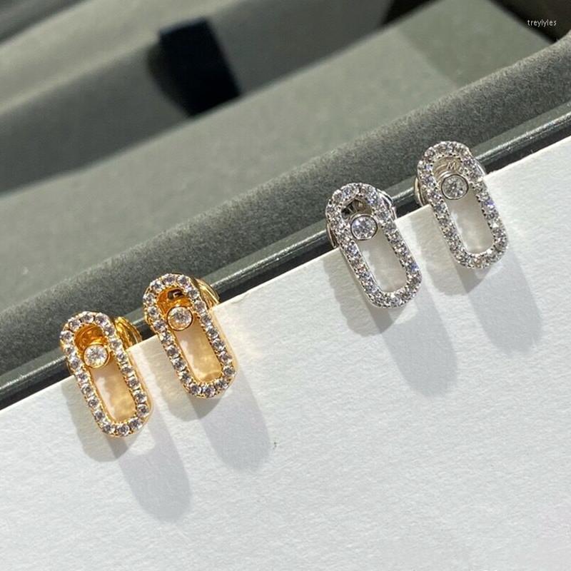 

Stud Earrings High Quality 925 Sterling Silver Sliding Diamond Women's Temperament Fashion Premium Jewelry