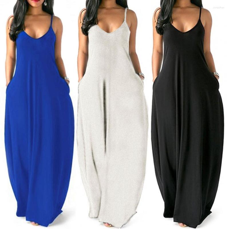 

Casual Dresses S Women Dress Sling Breathable Summer Clothing Sleeveless Long For Shopping, Black