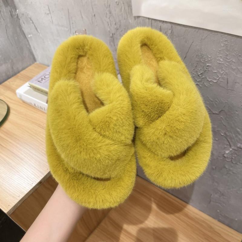 

Slippers Plush Women 2023 Autumn And Winter Style Lazy People Wear Cross Thick Sole Open Toe Women's Shoes, Blue