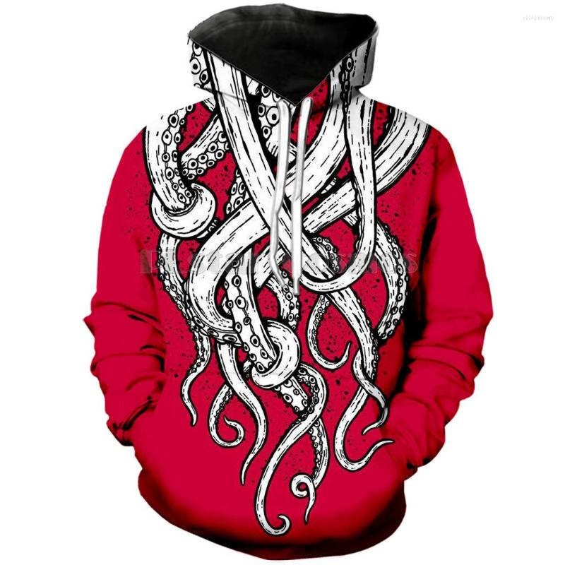 

Men's Hoodies 2023 Octopus 3D Digital Printing Hooded Cap Hoodie Explosive Money