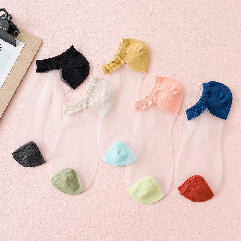 

Women Socks Silicone Non-slip Invisible Cotton Summer Solid Candy Color Mesh Ankle Boat No Show Thin Slipper Soks