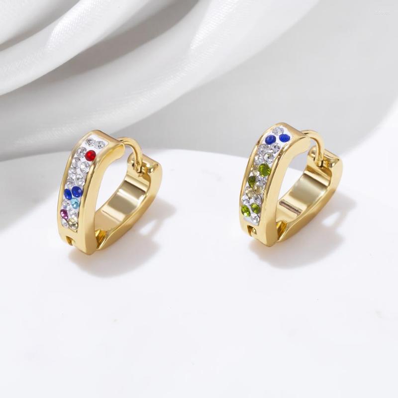 

Hoop Earrings ESSFF Colored Rhinestones Gold Color Tiny Cartilage Piercing Accessory Fashion Female Hoops For Women