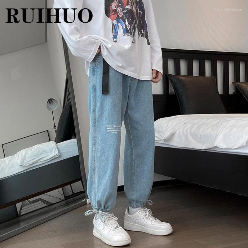 

Men's Jeans RUIHUO Baggy Men Pants Chinese Size 2XL Vintage Clothes Hip Hop Streetwear 2023 Spring Arrivals, Black