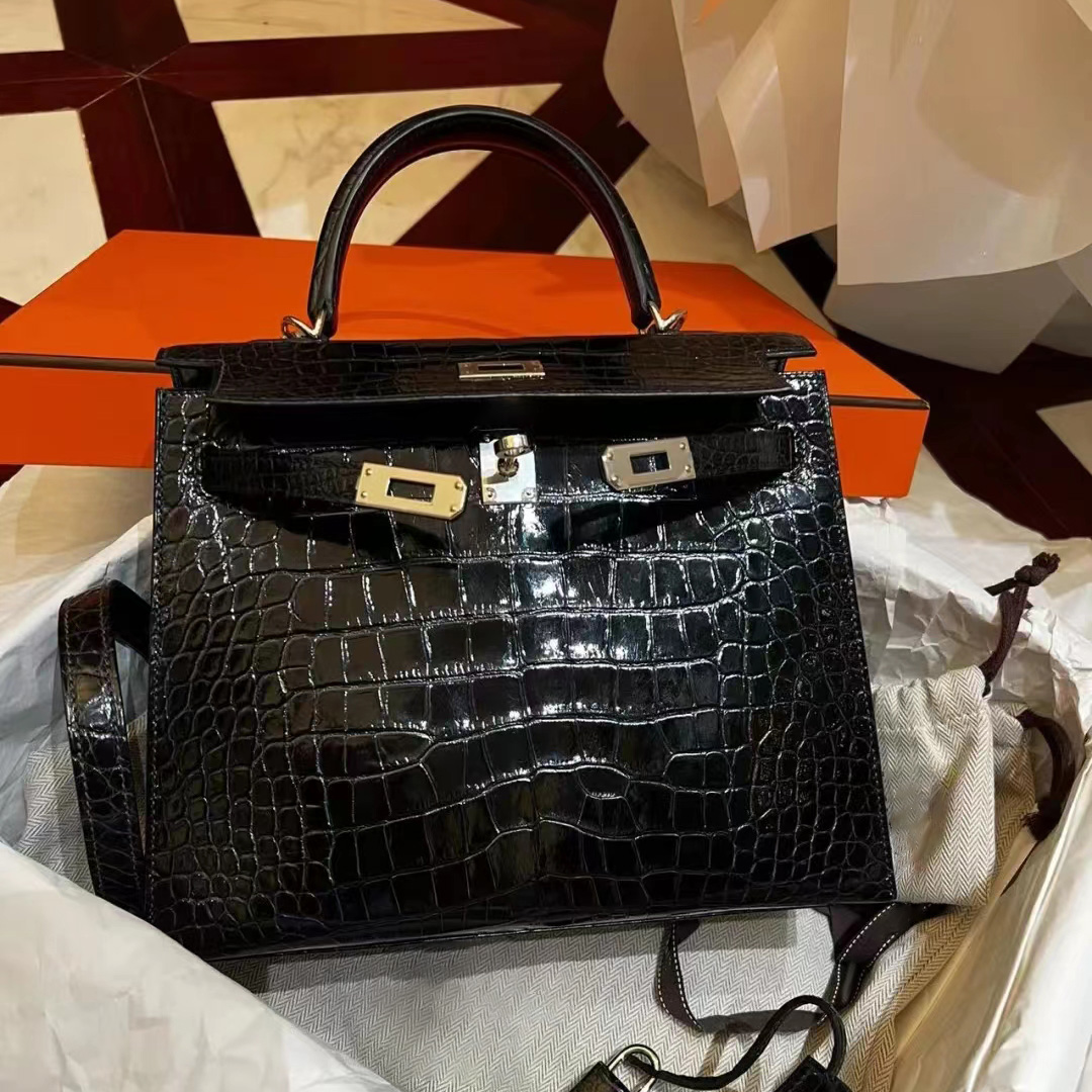 

Luxury Designer CrossBody Bags weekend with scarf Kellies Hermee tote Shoulder Bag mens womens top handle Lock Crocodile pattern leather clutch flap bags handbag, Orange crocodile