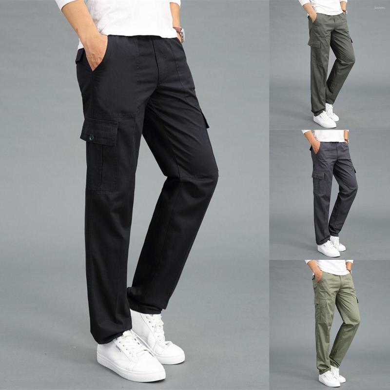 

Men's Pants Mens Fashion Casual Loose Cotton Pocket Lace Up Overall Regular Size, Grey