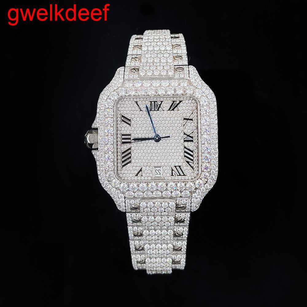 

Wristwatches Luxury Custom Bling Iced Out Watches White Gold Plated Moiss anite Diamond Watchess 5A high quality replication Mechanical WAA0
