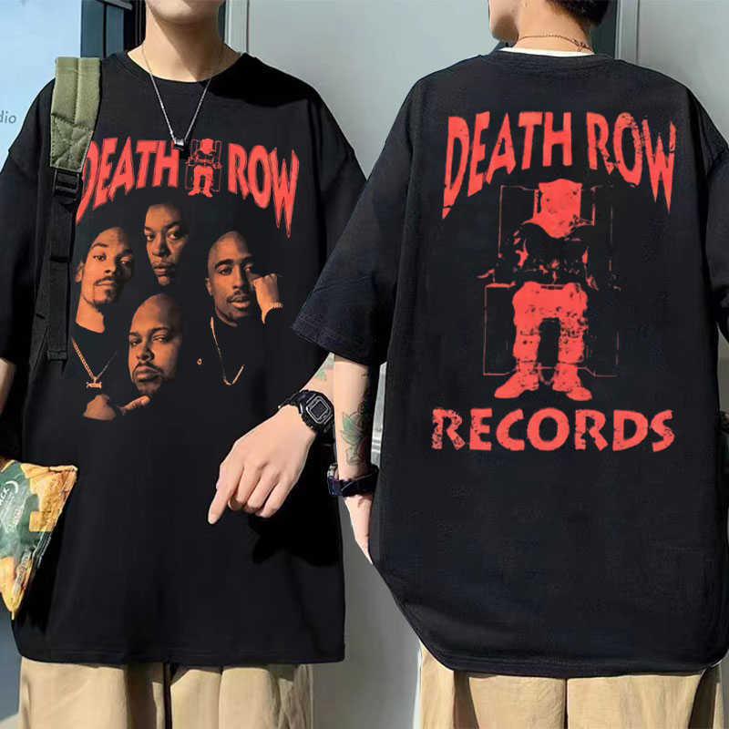 

Men's T-Shirts Rapper Death Row Records Double Sided Graphic Tshirt Men's Fashion Streetwear Men Women Hip Hop Style Tshirt Man Retro T Shirts J230217, Red