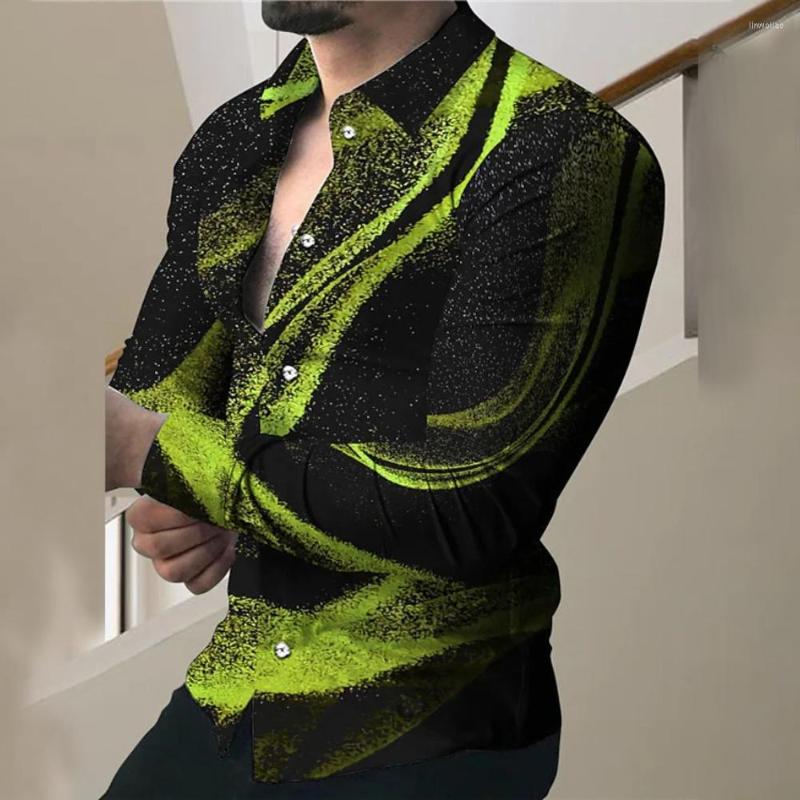 

Men's Dress Shirts Tops Mens T-Shirt Autumn Breathable Button Down Casual Comfortable Long Sleeve Muscle Blouse Polyester Printed, Orange