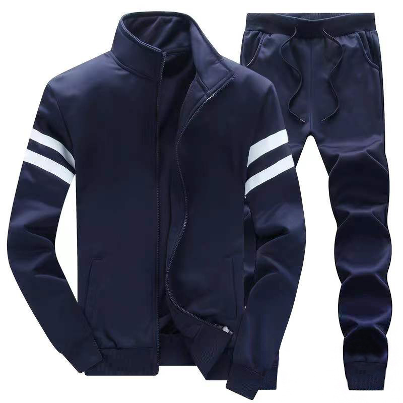 

Spring and autumn new men's sports and leisure suit plus size suit Korean version of straight two-piece suit for young men., Black