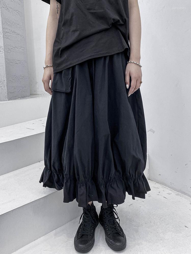 

Skirts Large Size High Waist Pleated Skirt Women' 2023 Loose And Versatile Show Thin Pocket Medium Length A-line Fashion, Black