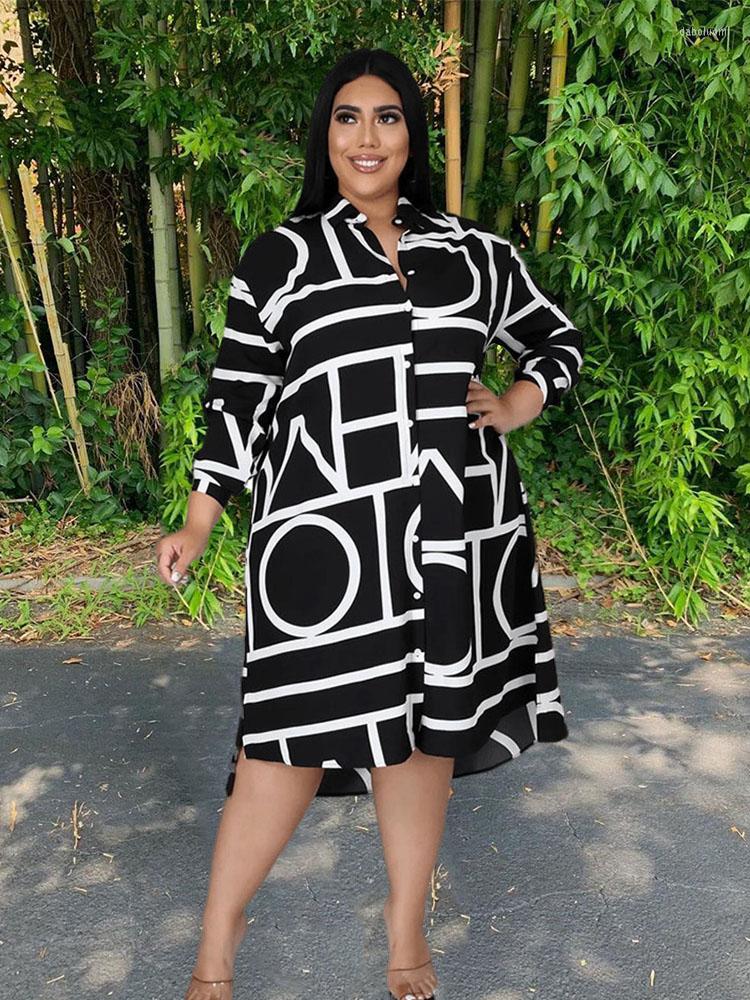 

Plus Size Dresses Elegant For Women 5xl Casual Long Sleeve Shirt Dress Knee Length Big Lady Wholesale Bulk Drop, Black