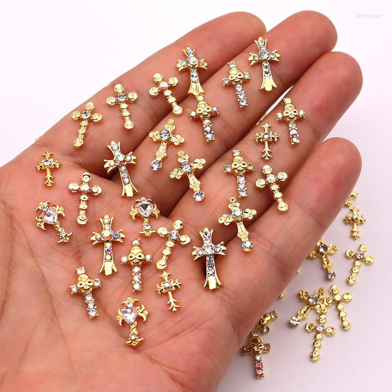 

Nail Art Decorations Mix 50 Pieces/pack Luxury Cross Jewelry DIY Shiny Rhinester Diamond Charm Metal Butterfly Brand Accessory Supplies