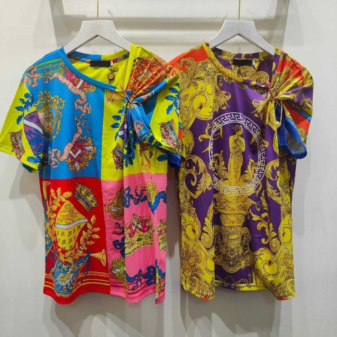 

23ss Women' Brand Printing Pure cotton Short sleeve bottom shirt Temperament Spring and autumn Short sleeve T-shirt top a1