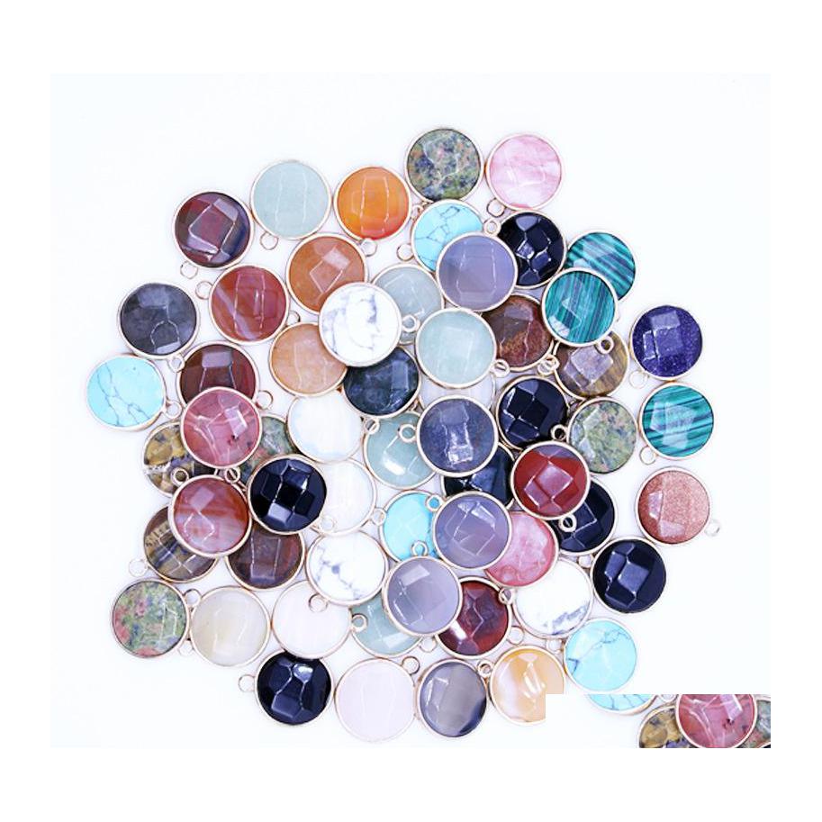 

Charms Natural Round Crystal Quartz Stone Mixed Pendants Connector For Diy Druzy Necklace Earrings Jewelry Making Drop Delivery Find Dhpfi