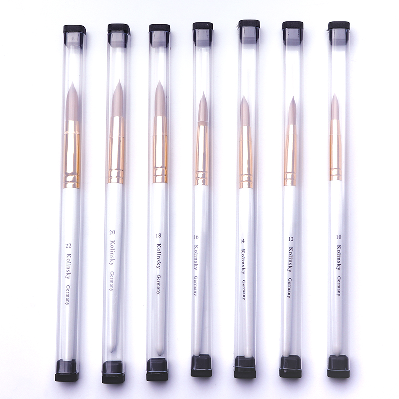 

Acrylic Nail Brush Glod and White Nail Art Mink Brush Wood Handle Gel Builder Manicure Brush Drawing Tools MJS009