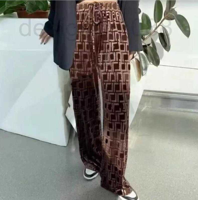 

designer 2022 New fall high-end womens pants fashion sportswear luxury velvet wide legs 3D embossed F letter comfortable and casual-, White