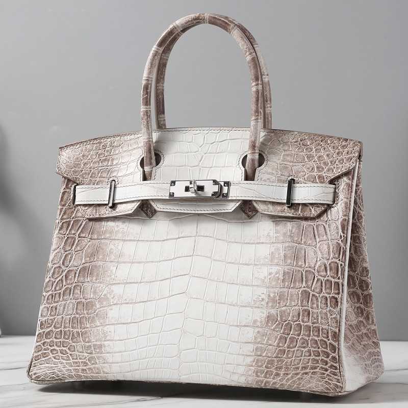 

Designer Birkin Herm Bags Himalayan white luxury bag Pure handmade highgrade crocodile skin female bag 18lil, Sky blue