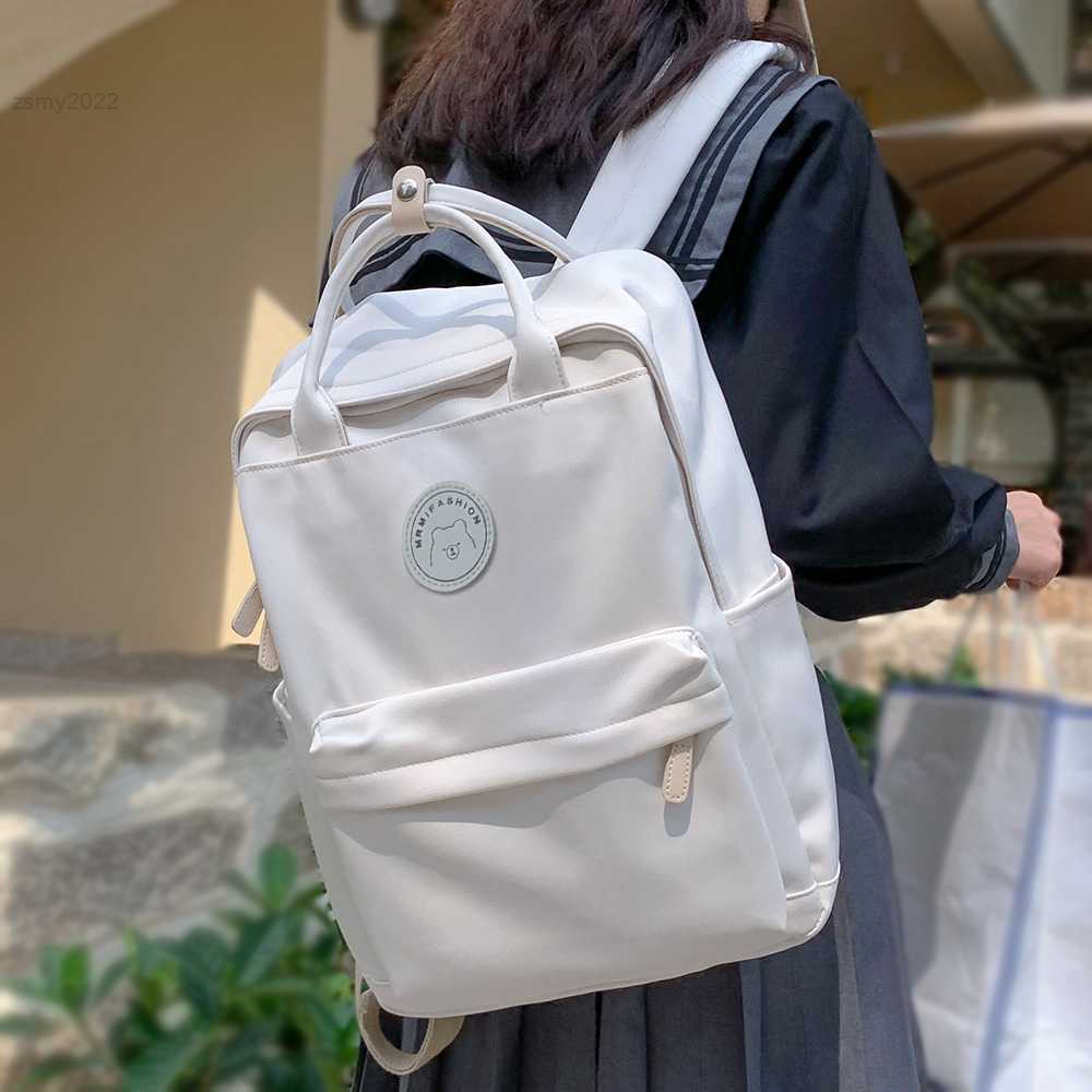

Backpack Style Cool Student Female Fashion Backpack Waterproof Cute Women School Bag Lady Laptop White Book Kawaii Girl College Backpack Travel, Khaki