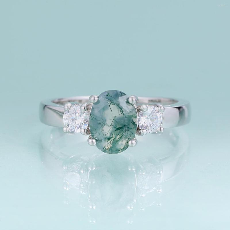 

Cluster Rings Gem's Beauty 925 Sterling Silver Natural Moss Agate Ring Wedding Luxury Fine Jewelry Engagement For Women