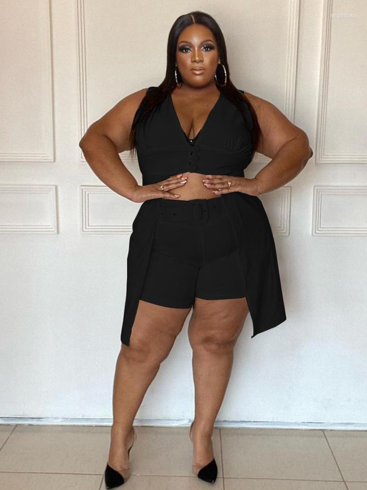 

Tracksuits Summer Clothes Women Elegant Outfits Ladies Sexy Plus Size Two Piece Sets Casual Shorts And Top Set Wholesale Bulk Drop, Black