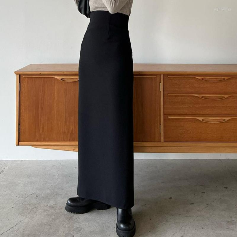 

Skirts Neploe Japanese Autumn Winter Harajuku Faldas Mujer Moda 2023 Hip Package Jupe High Waist Solid Color Split Slim Long Skirt, Black