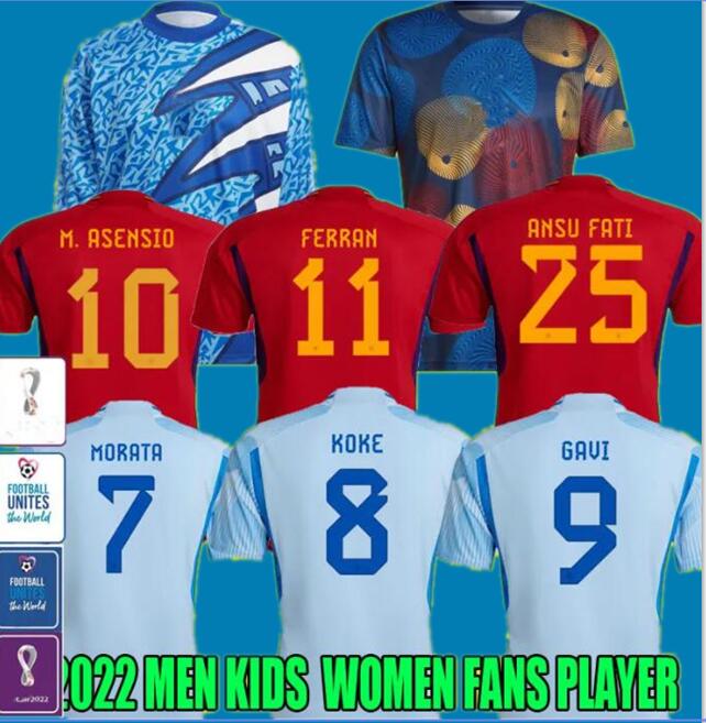 

2022 spain soccer jerseys Espana PEDRI FERRAN RODRIGO MORATA GAVI football shirt ANSU FATI KOKE ASENSIO M. LLORENTE SERGIO men and kids kits goalkeeper women match, Adult size