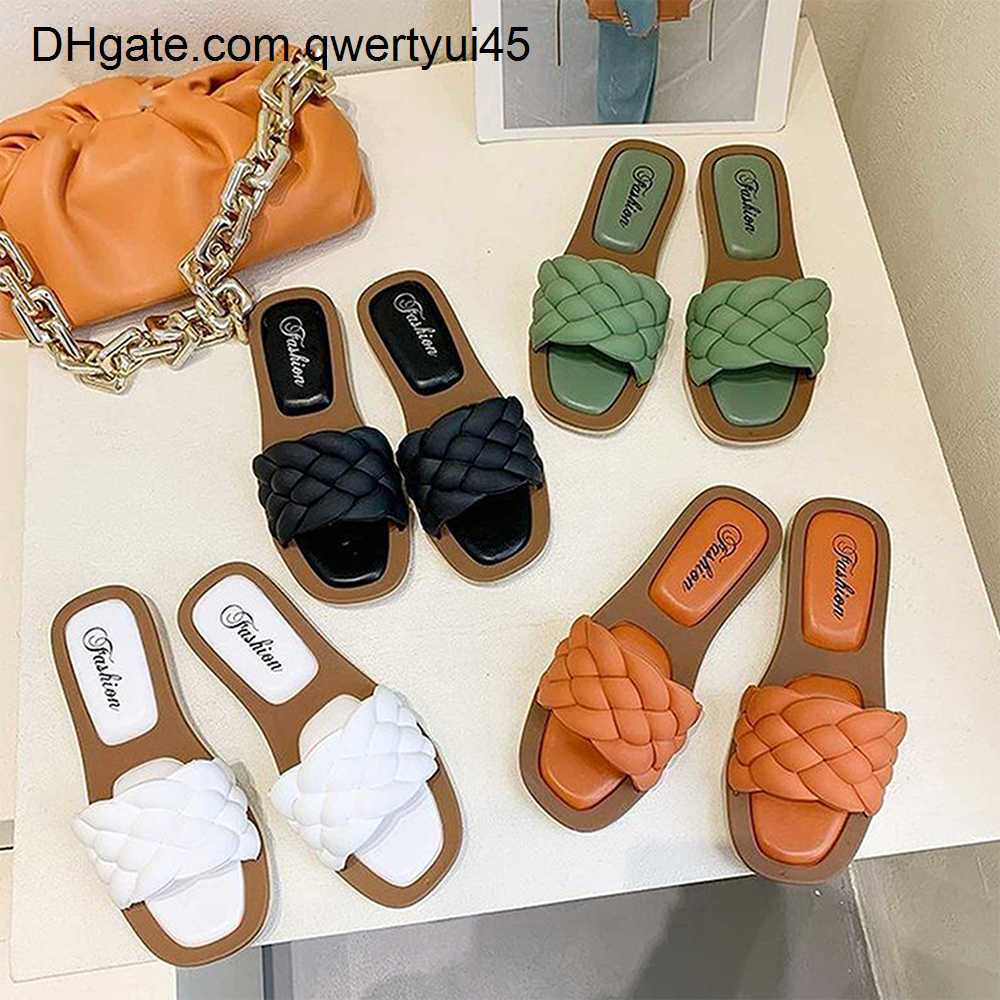 

qwertyui45 Sandals 2023 Women Open Toe Sandals Walking Solid Color Women Shoes Woven Beach Female Slippers Holiday Slipper Chaussure Femme 021723H