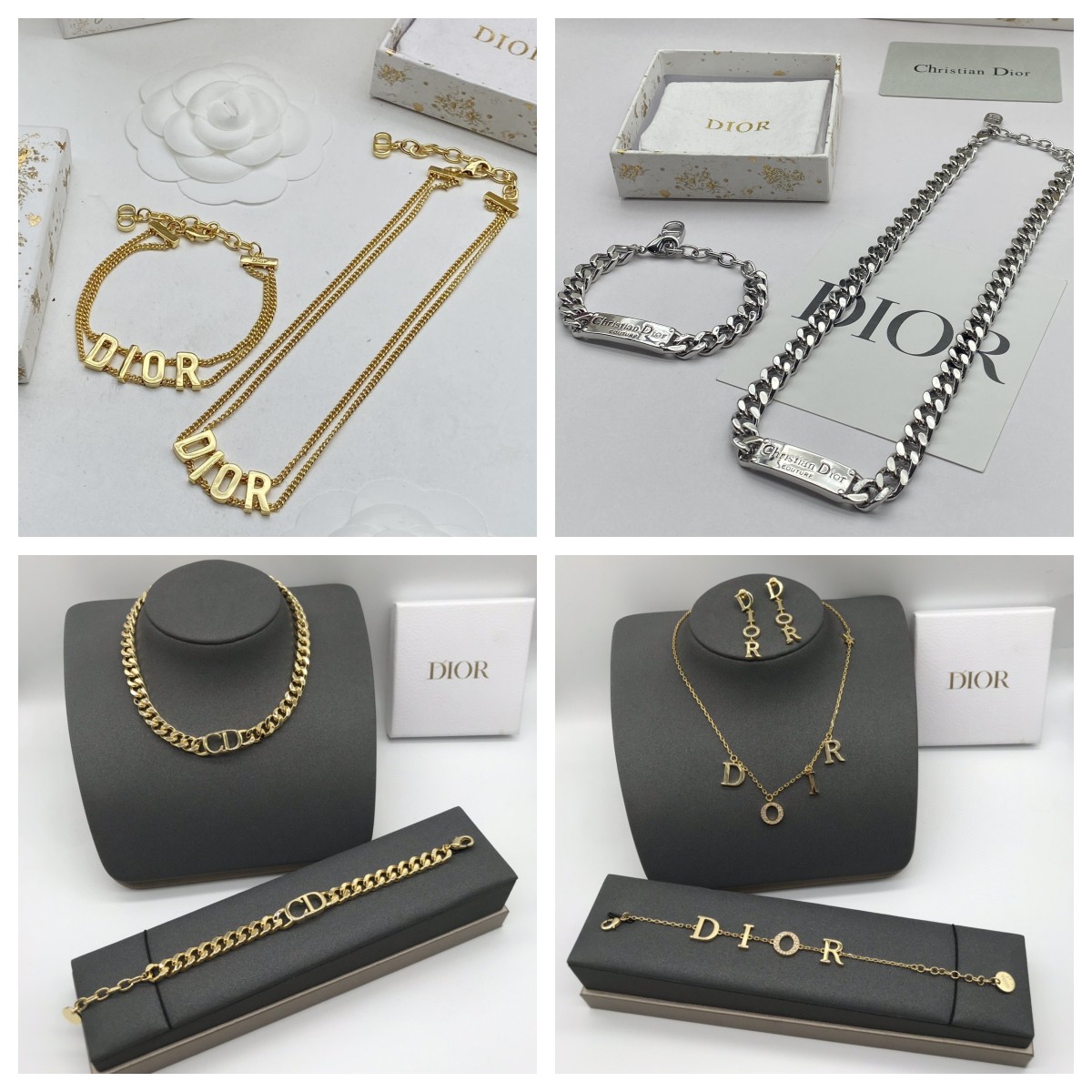 Dupe Dior Collier Bracelet boucle d'oreille ensemble Fashion Designer Jewelry Bracelet With Gift Box