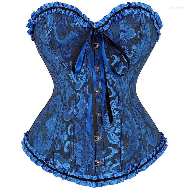 

Women' Shapers Corset Mujer Women Shapewear Sexy Gothic Underbust Lady Lace Body Waist Corsets Slimming Belt Brown Trainer -6XL, Blue