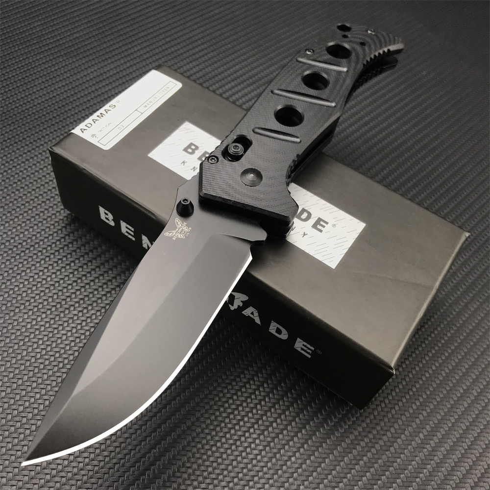 

Benchmade 275SGY-1 Shane Sibert Adamas Folding EDC Knife Tactical Hunting Military 3.78" CruWear Tungsten Gray Combo/Flat Dark Earth Plain Blade Black/Gold G10 Handles