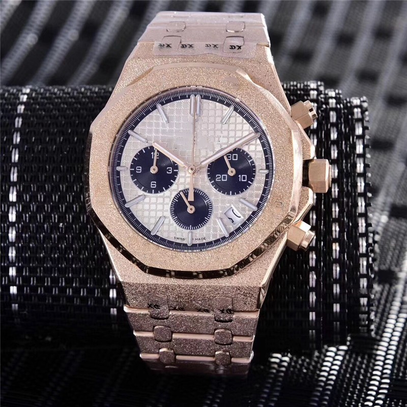 

18k Gold Mens 42mm Quartz Watch 316 Steel Full Function Chronograph Designer Watches Sapphire Glass Sport Waterproof Watch, Only package