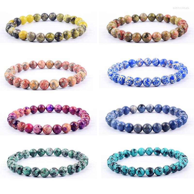 

Charm Bracelets 2023 Trendy Fashion Natural Stone Beaded Man Bracelet For Women Malachite Blue Pattern Purple Emperor Yoga Meditation Gift