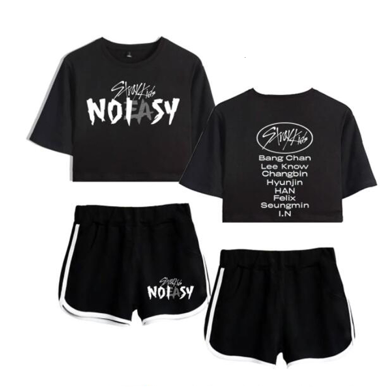 

Women s Two Piece Pants Kpop StrayKids STRAY KIDS NO EASY NOEASY Album Short Sleeve Crop Top Shorts Sweat Suit Tracksuits Outfits 230217, 006